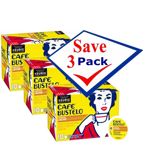 Bustelo Keurig Cafe con Leche  Pack of 3 Total 30 Pots